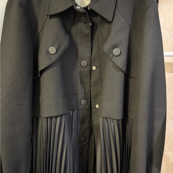 Sandro Black Pleated Trench Coat - Picture 10 of 10